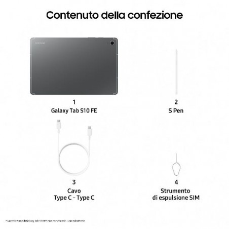 SAMSUNG CELLULARI GALAXY TAB S10 FE 8+128GB GRAY SM-X520NZAREUE